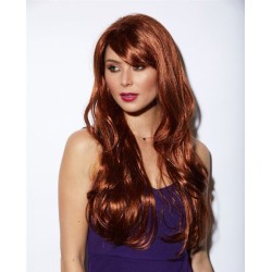 CARMEN | Cognac Long Wig Gentle Layers Side Swept Bangs Skin Part 