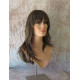 ALLY | Medium Brown Long Wig Layers Face Frame Full Bangs Skin Part 24" 