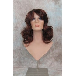 SHANIA | Auburn Copper Long Soft Waves Wig Bangs Side Part 17" 