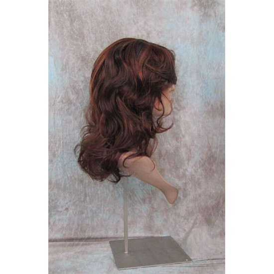 SHANIA | Auburn Copper Long Soft Waves Wig Bangs Side Part 17" 