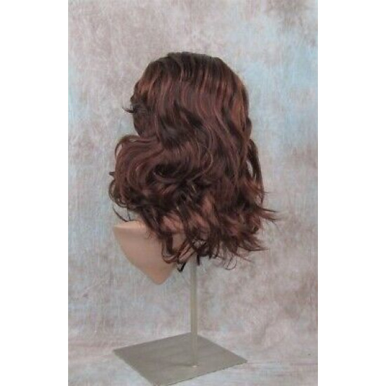 SHANIA | Auburn Copper Long Soft Waves Wig Bangs Side Part 17" 