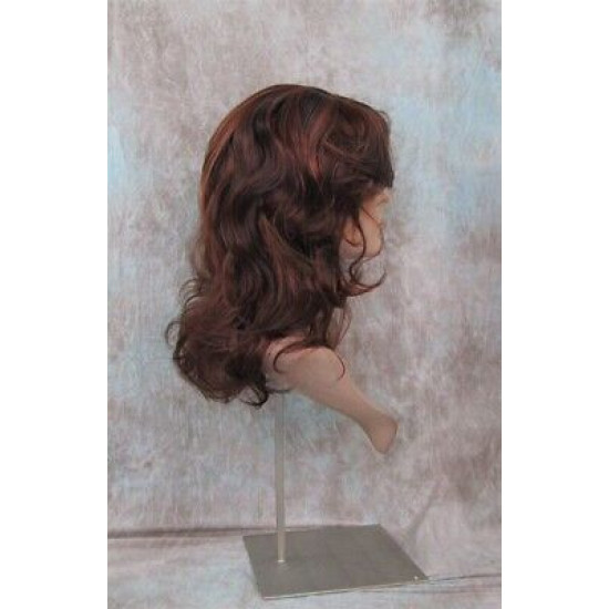 SHANIA | Auburn Copper Long Soft Waves Wig Bangs Side Part 17" 