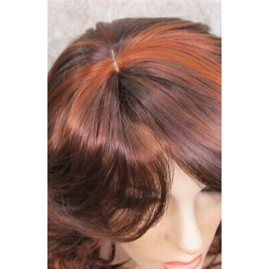 SHANIA | Auburn Copper Long Soft Waves Wig Bangs Side Part 17" 