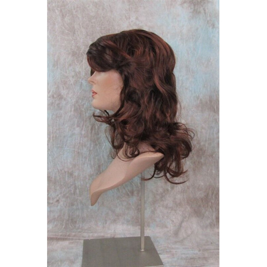 SHANIA | Auburn Copper Long Soft Waves Wig Bangs Side Part 17" 