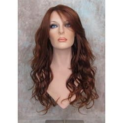 GABBY | Copper Auburn Long Wig Long Barrel Curls Skin Part HEAT OK Wigs 