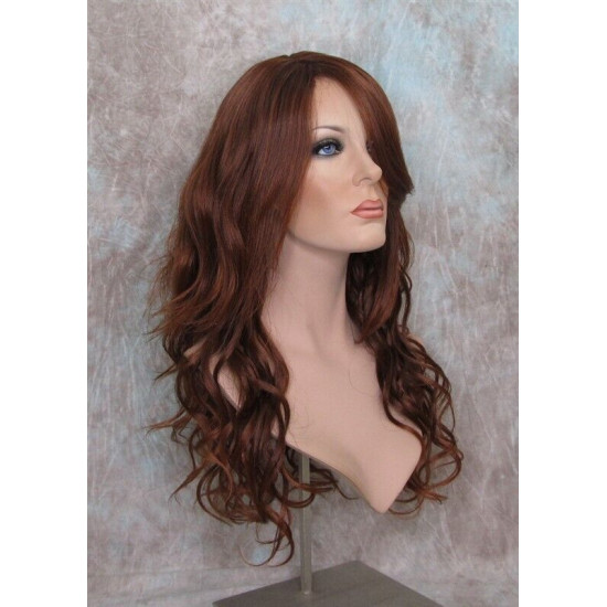 GABBY | Copper Auburn Long Wig Long Barrel Curls Skin Part HEAT OK Wigs 