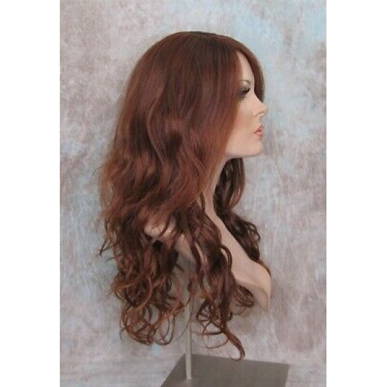 GABBY | Copper Auburn Long Wig Long Barrel Curls Skin Part HEAT OK Wigs 