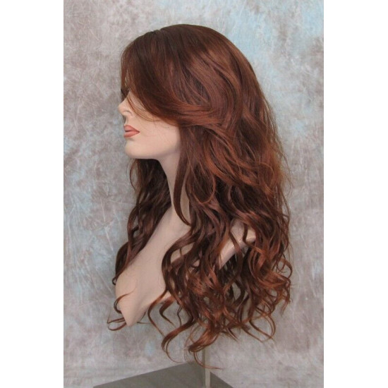 GABBY | Copper Auburn Long Wig Long Barrel Curls Skin Part HEAT OK Wigs 