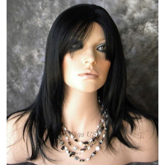 BEAUTY ADDICTION | Jet Black Long Wig Layers Bangs | Forever Young