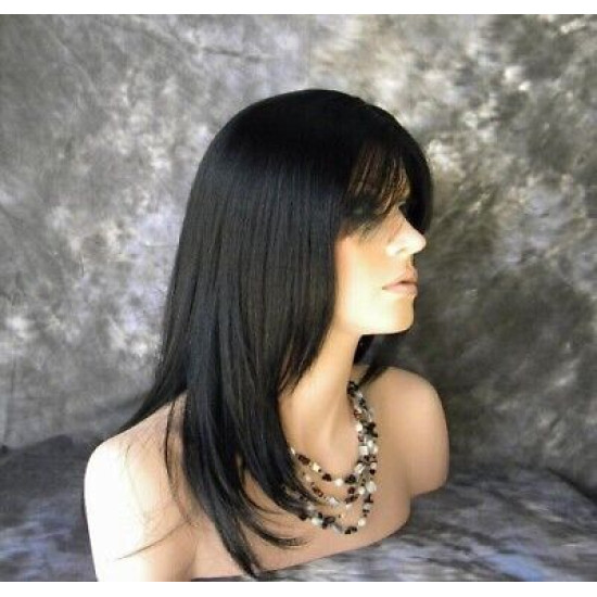 BEAUTY ADDICTION | Jet Black Long Wig Layers Bangs | Forever Young