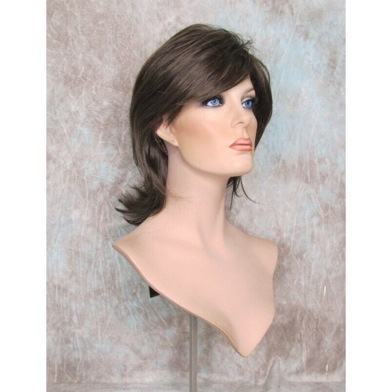 DEIDRE | Medium Brown Medium Wig Shag Long Bangs Flicked Back Ends