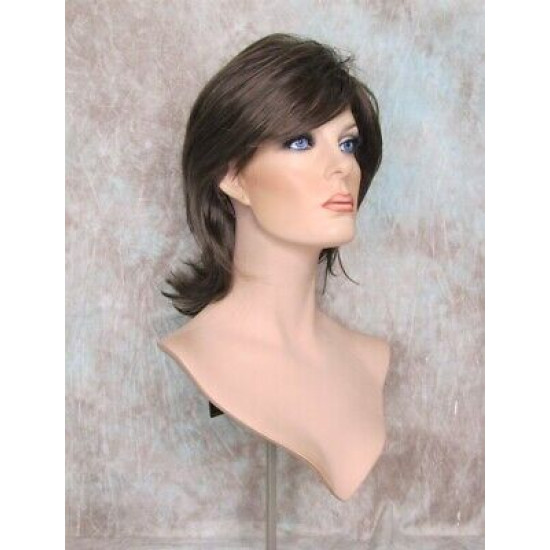 DEIDRE | Medium Brown Medium Wig Shag Long Bangs Flicked Back Ends