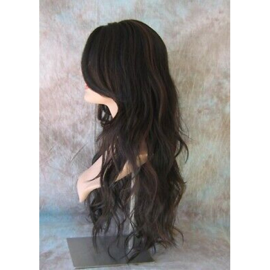 CALA | Brown Auburn Long Wig Heat OK 24" Layers Waves Bangs Skin Part 