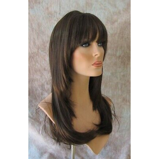 SHARON | Medium Brown Long Face Frame Wig Skin Part Layers