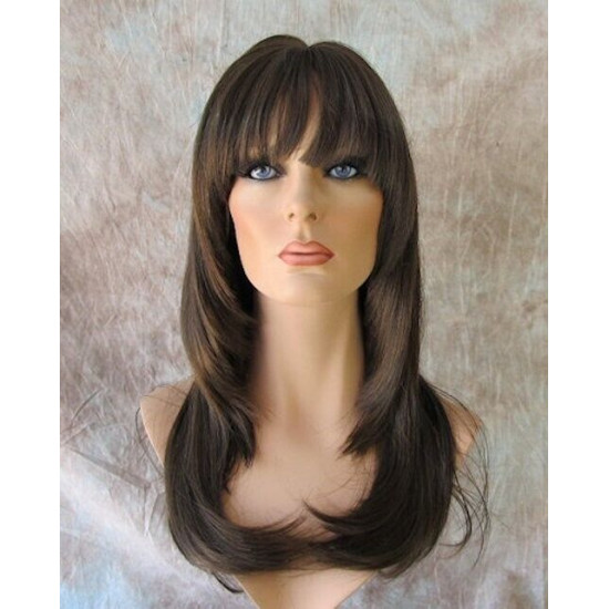 SHARON | Medium Brown Long Face Frame Wig Skin Part Layers