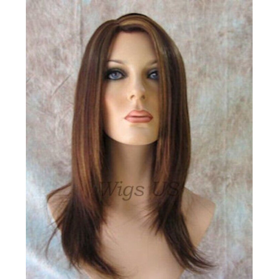 BRITTNEY | Auburn Strawberry Long Monofilament Wig Side Part Face Frame Layers 