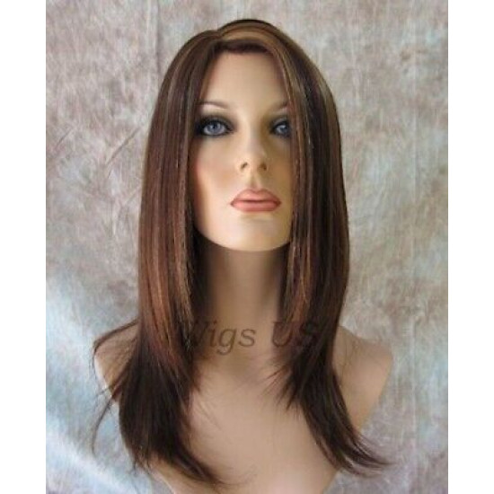 BRITTNEY | Auburn Strawberry Long Monofilament Wig Side Part Face Frame Layers 