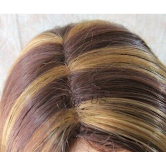 BRITTNEY | Auburn Strawberry Long Monofilament Wig Side Part Face Frame Layers 