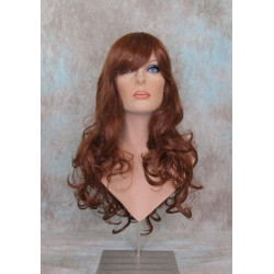 VEGAS | Copper Red Long Wig Curls Bangs Heat OK Wigs 