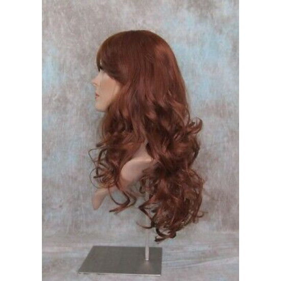 VEGAS | Copper Red Long Wig Curls Bangs Heat OK Wigs 