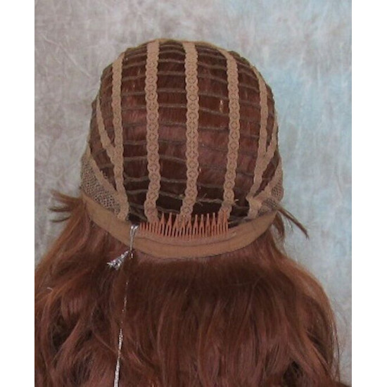 VEGAS | Copper Red Long Wig Curls Bangs Heat OK Wigs 