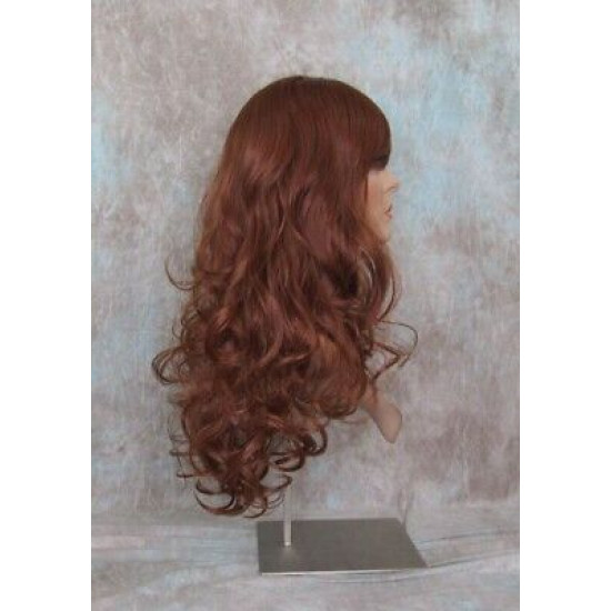 VEGAS | Copper Red Long Wig Curls Bangs Heat OK Wigs 