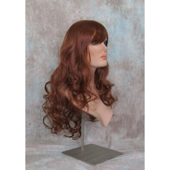 VEGAS | Copper Red Long Wig Curls Bangs Heat OK Wigs 