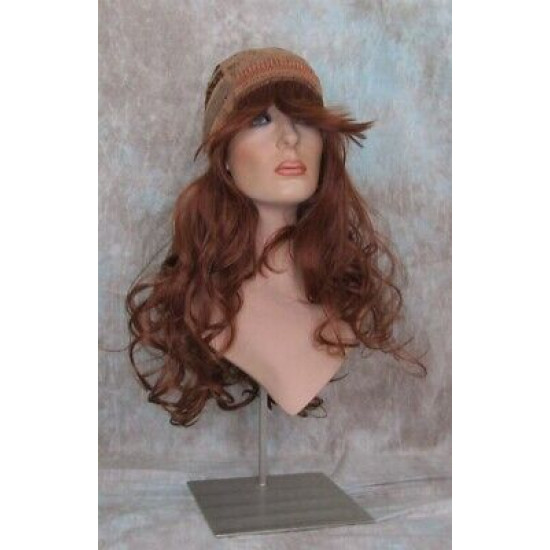 VEGAS | Copper Red Long Wig Curls Bangs Heat OK Wigs 