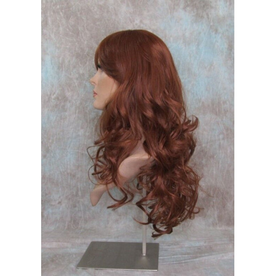 VEGAS | Copper Red Long Wig Curls Bangs Heat OK Wigs 