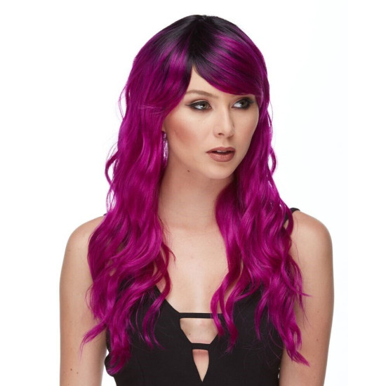 URBAN | Plum Nite Purple Dark Roots Long Beach Waves Wig Heat OK Wigs US
