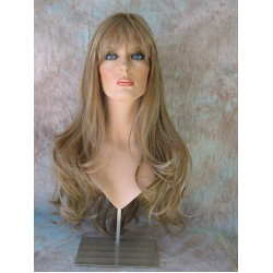 KRISTEN | Medium Blonde Mix Long Wig HEAT OK Layers Swept Bangs Skin Crown Wigs
