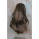 ALICIA | Dark Brown Strawberry Mix Long Wig Layers Skin Part Bangs 