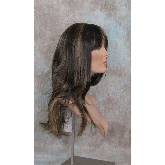 ALICIA | Dark Brown Strawberry Mix Long Wig Layers Skin Part Bangs 