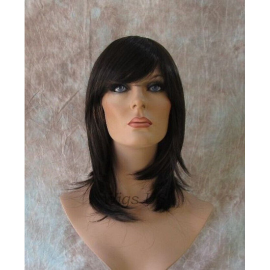 Thema | Dark Brown Auburn Mix Medium Wig Face Frame Layers Bangs | Adora 