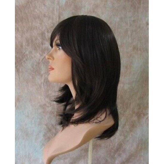 Thema | Dark Brown Auburn Mix Medium Wig Face Frame Layers Bangs | Adora 