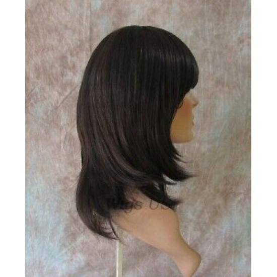 Thema | Dark Brown Auburn Mix Medium Wig Face Frame Layers Bangs | Adora 