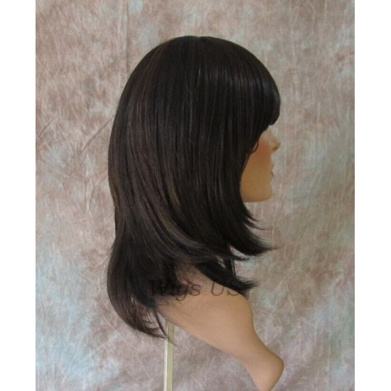 Thema | Dark Brown Auburn Mix Medium Wig Face Frame Layers Bangs | Adora 