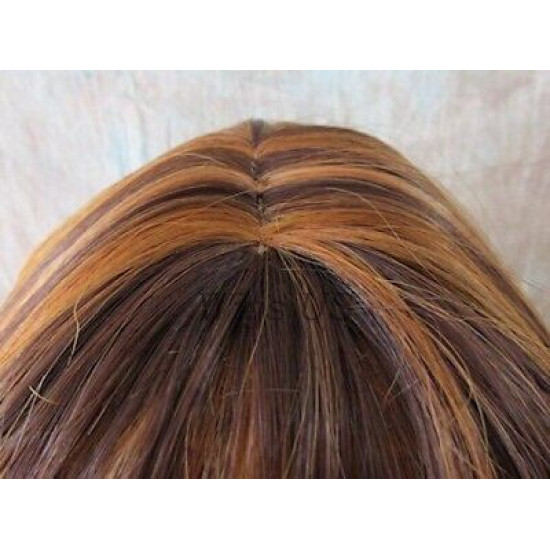 CARLOTTA | Auburn Strawberry Mix Long Wig Soft Curls Center Part Bangs 