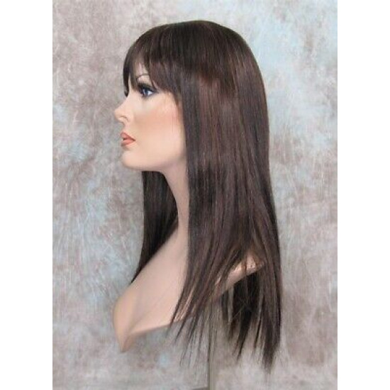 JEWEL | Black Auburn Long Wig Razor Straight Layers Bangs Skin Part Wigs 