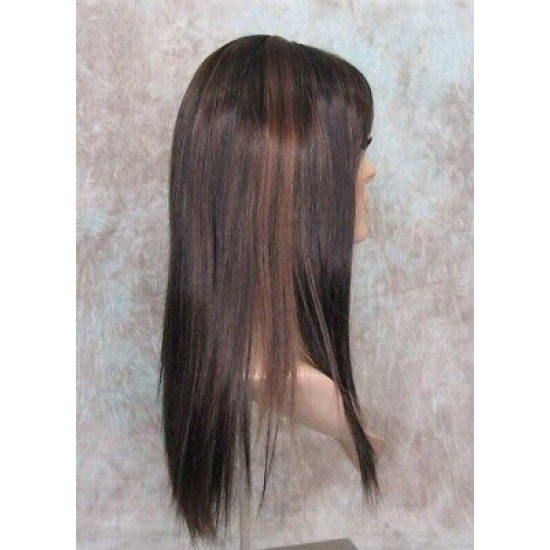 JEWEL | Black Auburn Long Wig Razor Straight Layers Bangs Skin Part Wigs 