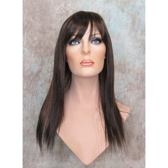JEWEL | Black Auburn Long Wig Razor Straight Layers Bangs Skin Part Wigs 