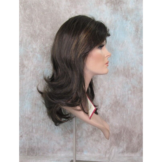 PAULINE | Dark Brown Strawberry Long Wig Long Layered Shag Bangs 