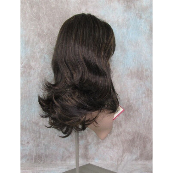 PAULINE | Dark Brown Strawberry Long Wig Long Layered Shag Bangs 