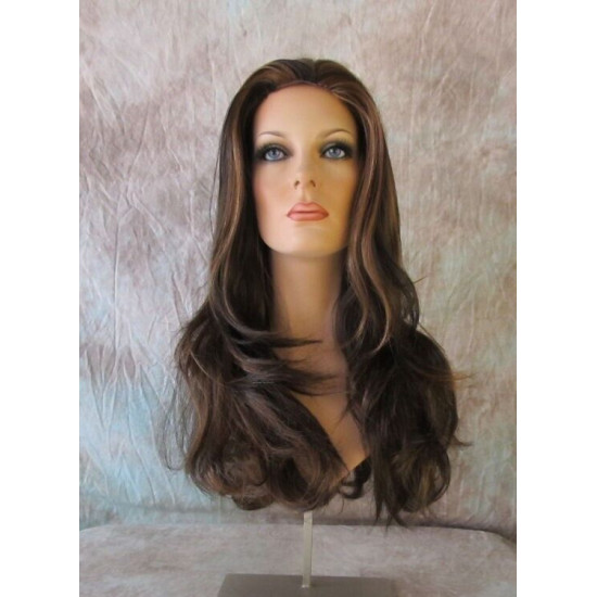 LINDA | Dark Brown Auburn Long Wig Luscious Layers Full Skin Top 26"