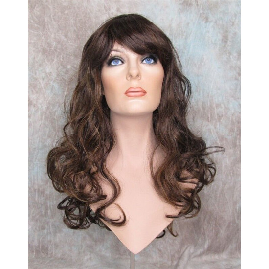 VEGAS | Brown Strawberry Mix Long Wig Bangs Long Curls HEAT OK 