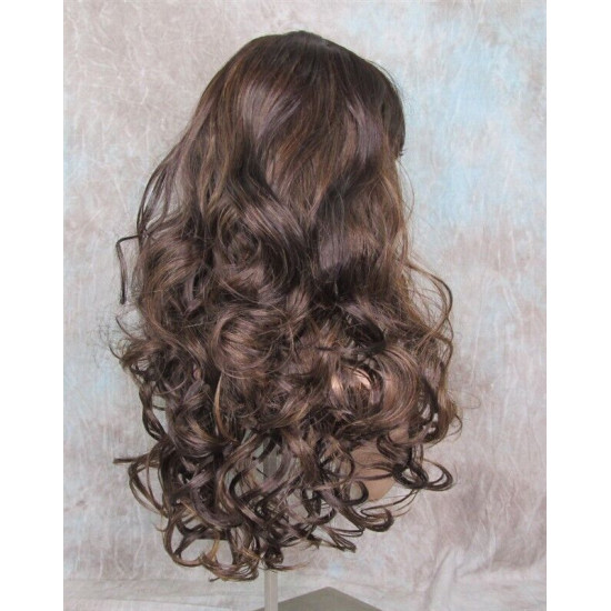 VEGAS | Brown Strawberry Mix Long Wig Bangs Long Curls HEAT OK 