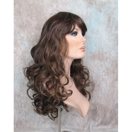 VEGAS | Brown Strawberry Mix Long Wig Bangs Long Curls HEAT OK 