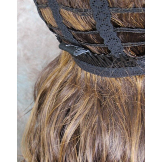 VEGAS | Brown Strawberry Mix Long Wig Bangs Long Curls HEAT OK 