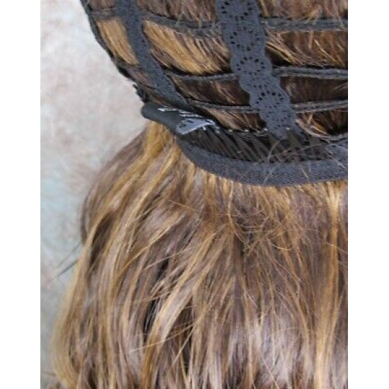 VEGAS | Brown Strawberry Mix Long Wig Bangs Long Curls HEAT OK 