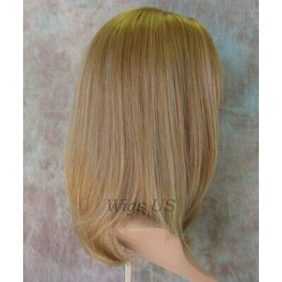 CAMERON | Medium Ash Blonde Mix Medium Wig Face Frame Skin Top Center Part 
